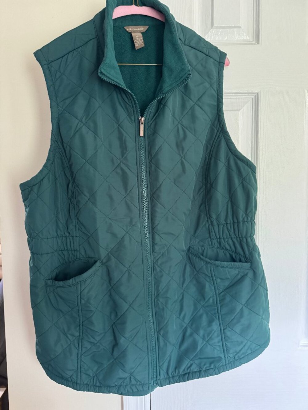 Bit & Bridle Womens XL Hunter Green Sleeveless Zip Up Insulated Vest with Pocket